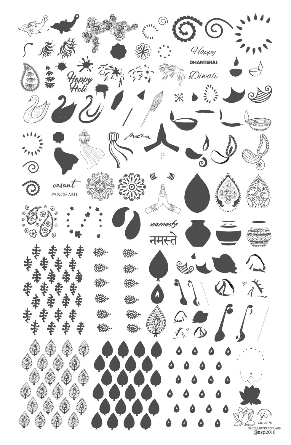 Clear Jelly Stamper CjSLC-76 Namaste India stampingplade Diwali