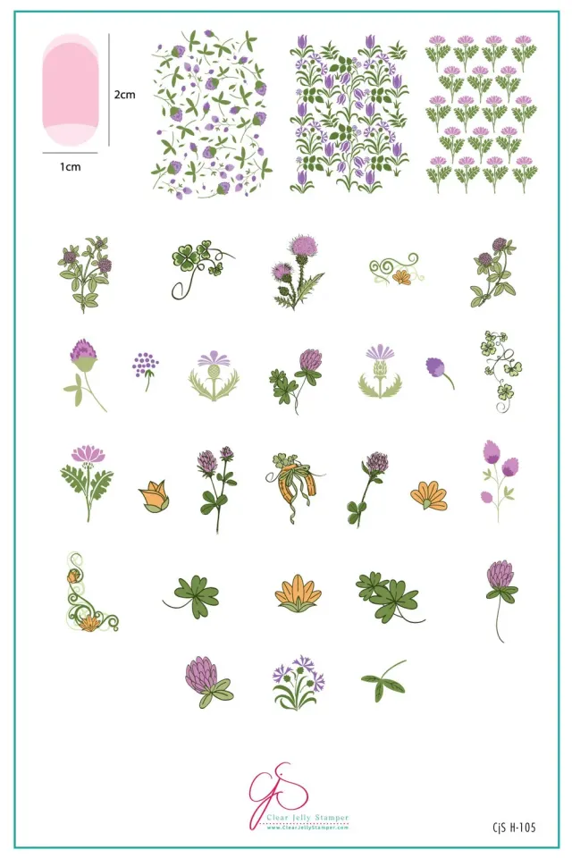 Clear Jelly Stamper CjSH-105 Pretty Clover stamping plade