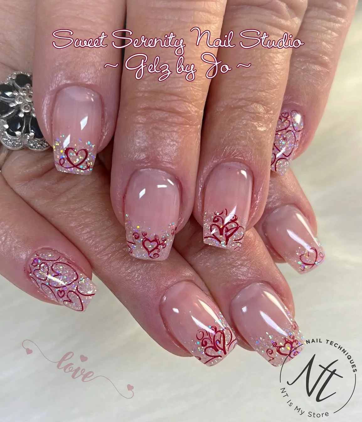 Clear Jelly Stamper Flirty Flourish CjSV-11 stampingplade hjerter