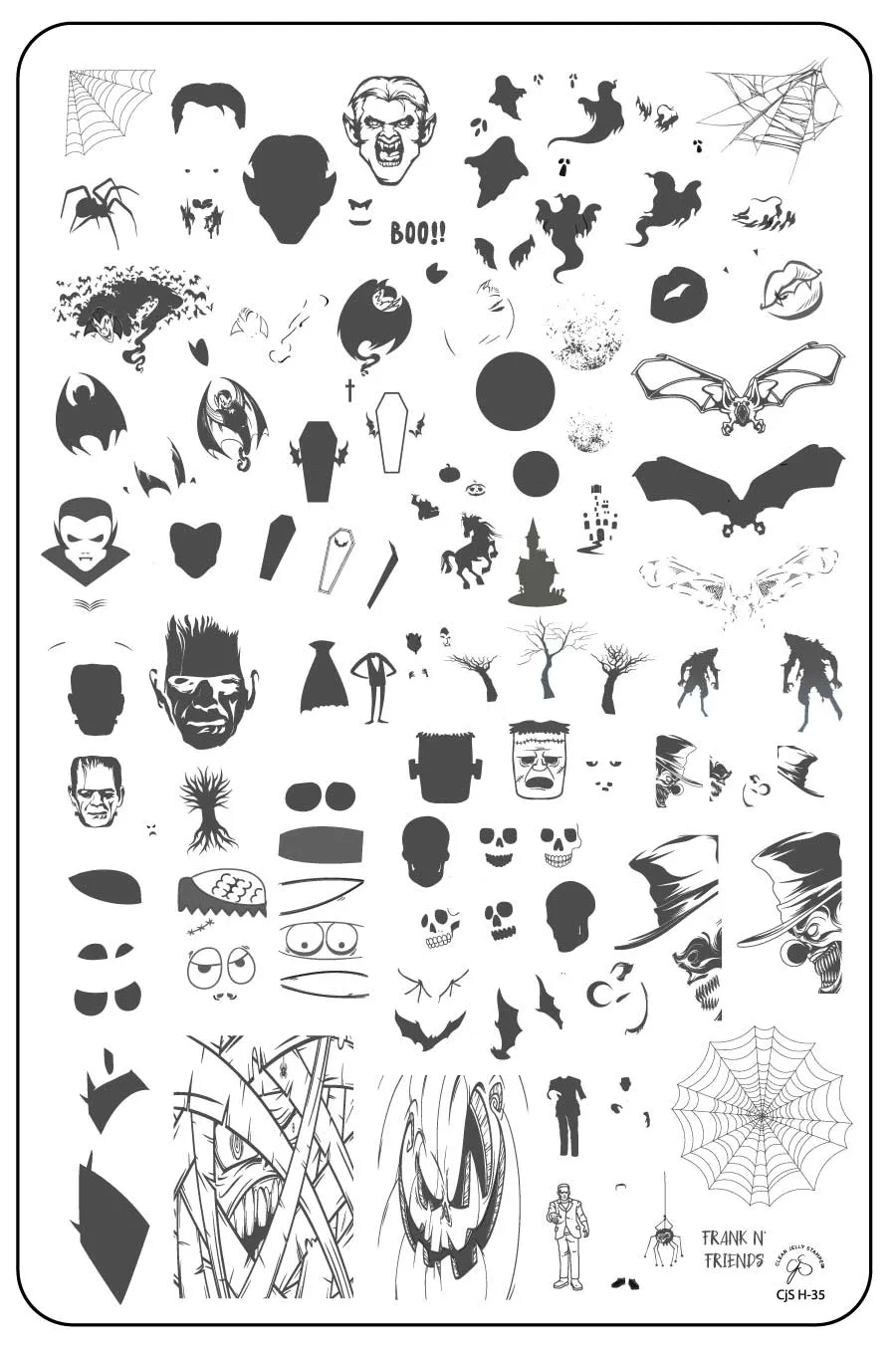 Clear Jelly Stamper Frank-N-Friends CJS-H-35 negleplade halloween