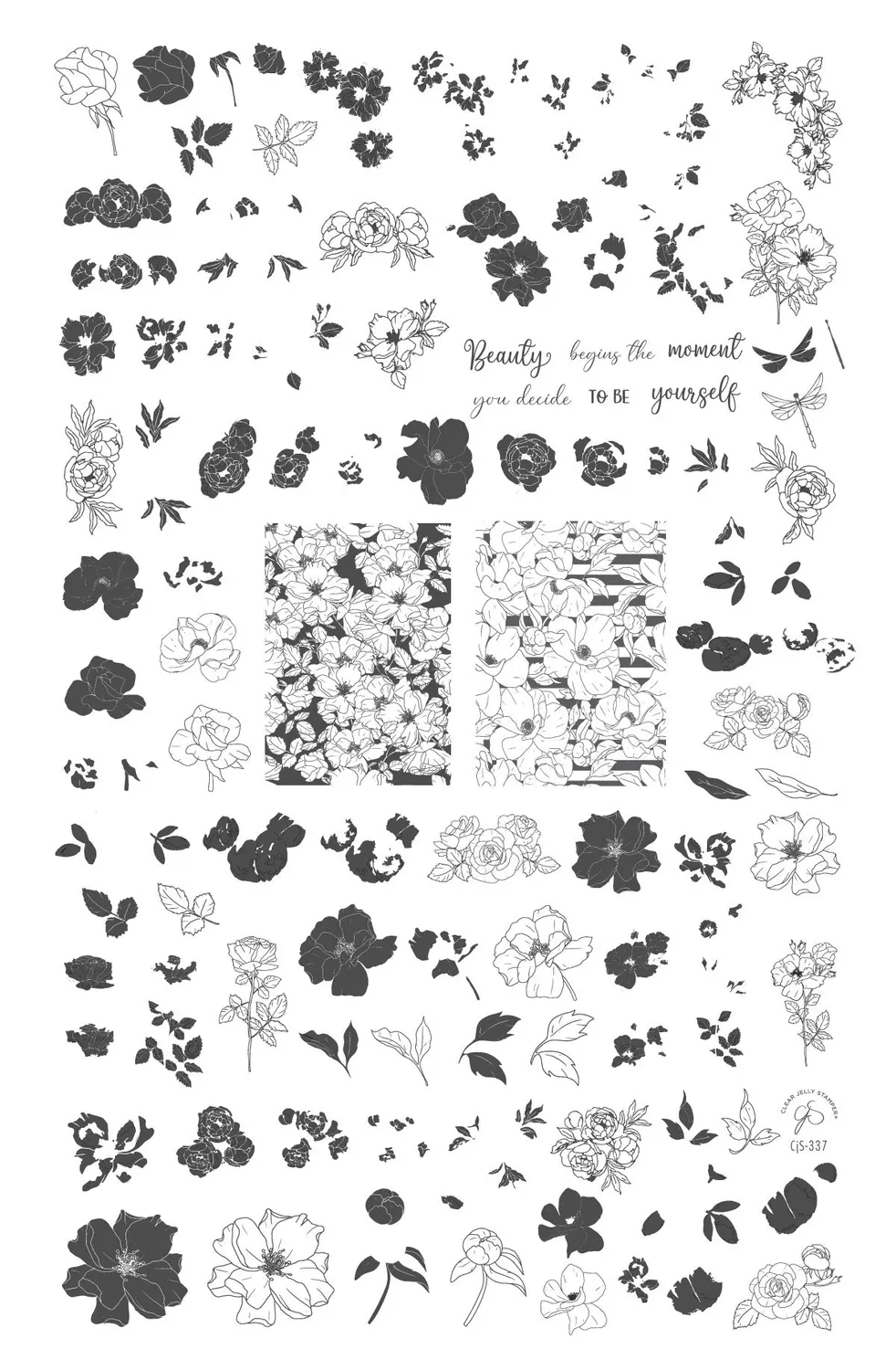 Clear Jelly Stamper CJS-337 Floral Cascade stampingplade