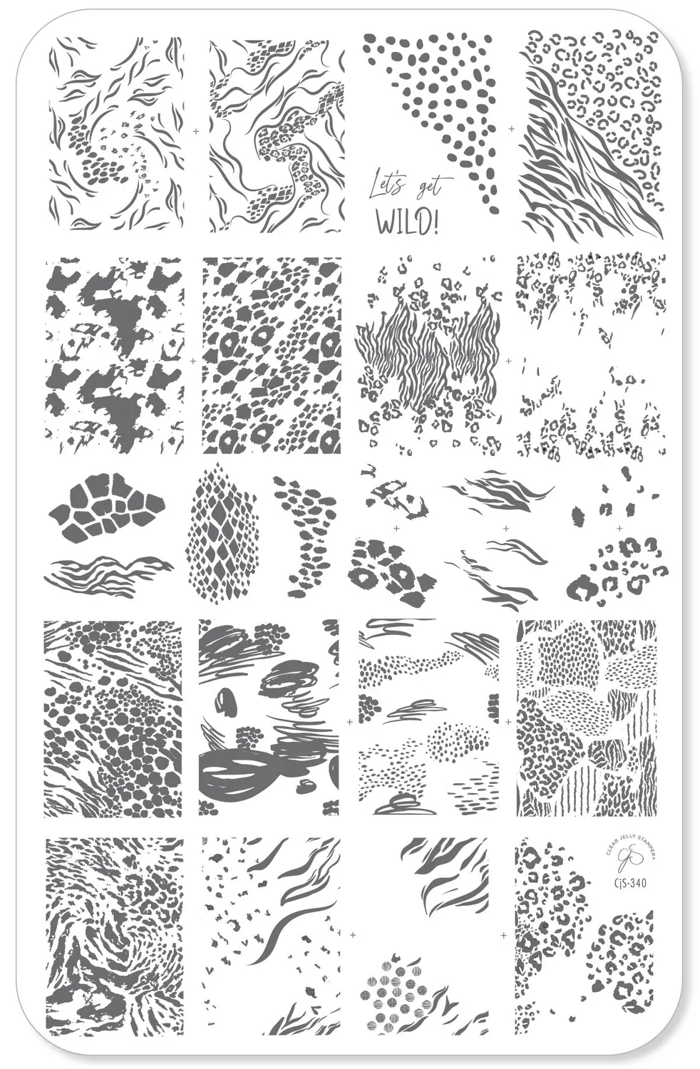 Clear Jelly Stamper CJS-340 Let's Get Wild stamping plade print