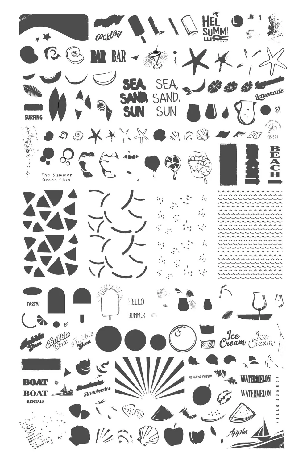 Clear Jelly Stamper Retro Summer CjS-391 stampingplade 14x9