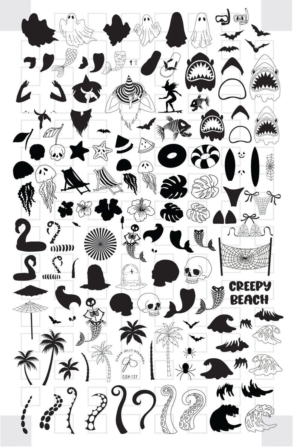 Clear Jelly Stamper Creepy Beach CjSH-127 stampingplade halloween