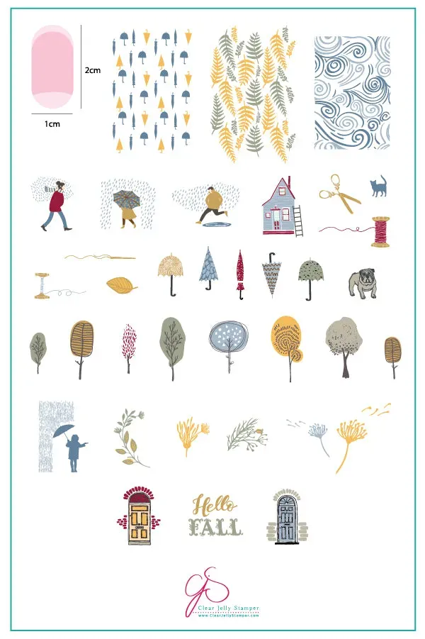 Clear Jelly Stamper CjS-137 Whimsical Fall stampingplade