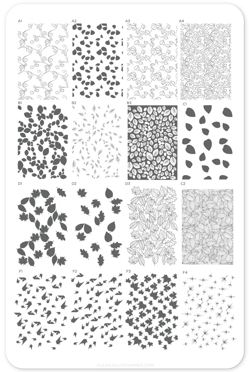 Clear Jelly Stamper CjS-85 stempelplade Lovely Layered Leaves lagdelt