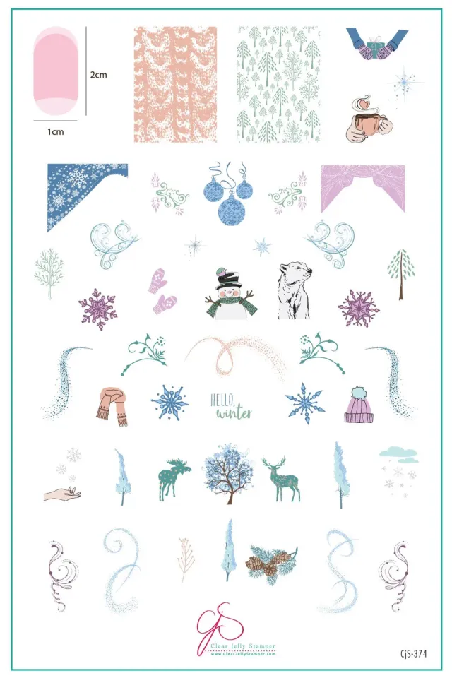 Clear Jelly Stamper CjS-374 stempelplade Hello Winter snefnug