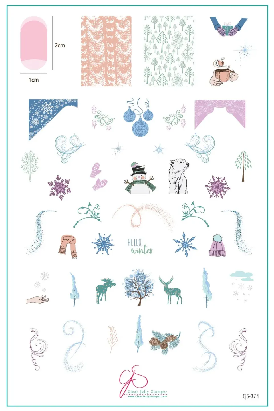 Clear Jelly Stamper CjS-374 stempelplade Hello Winter snefnug