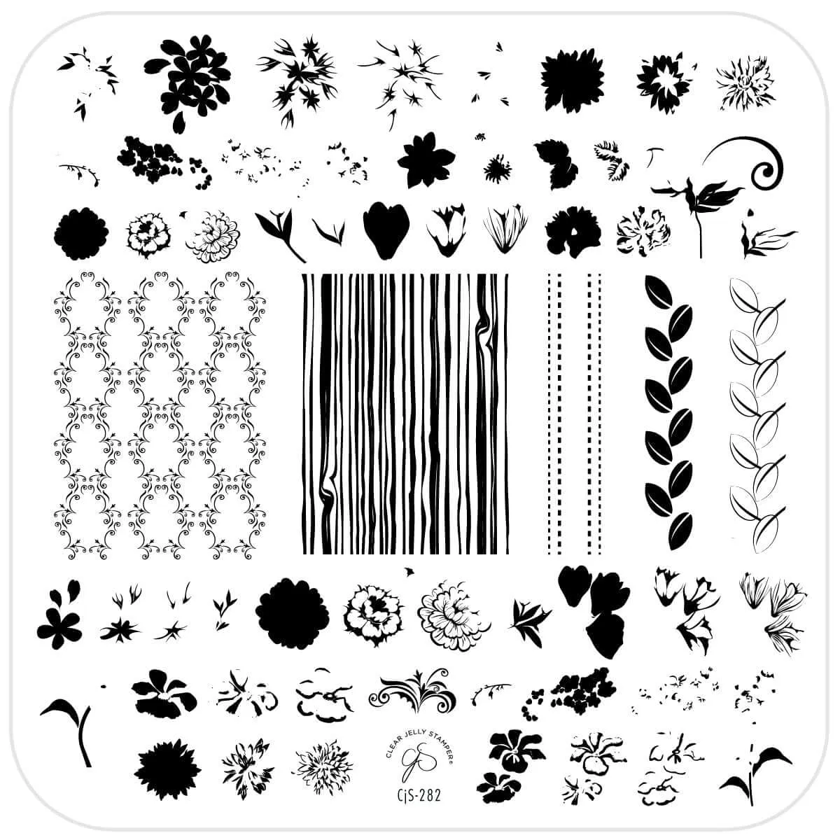Clear Jelly Stamper Floral Blossom CjS-282 stampingplade 8x8 blomster