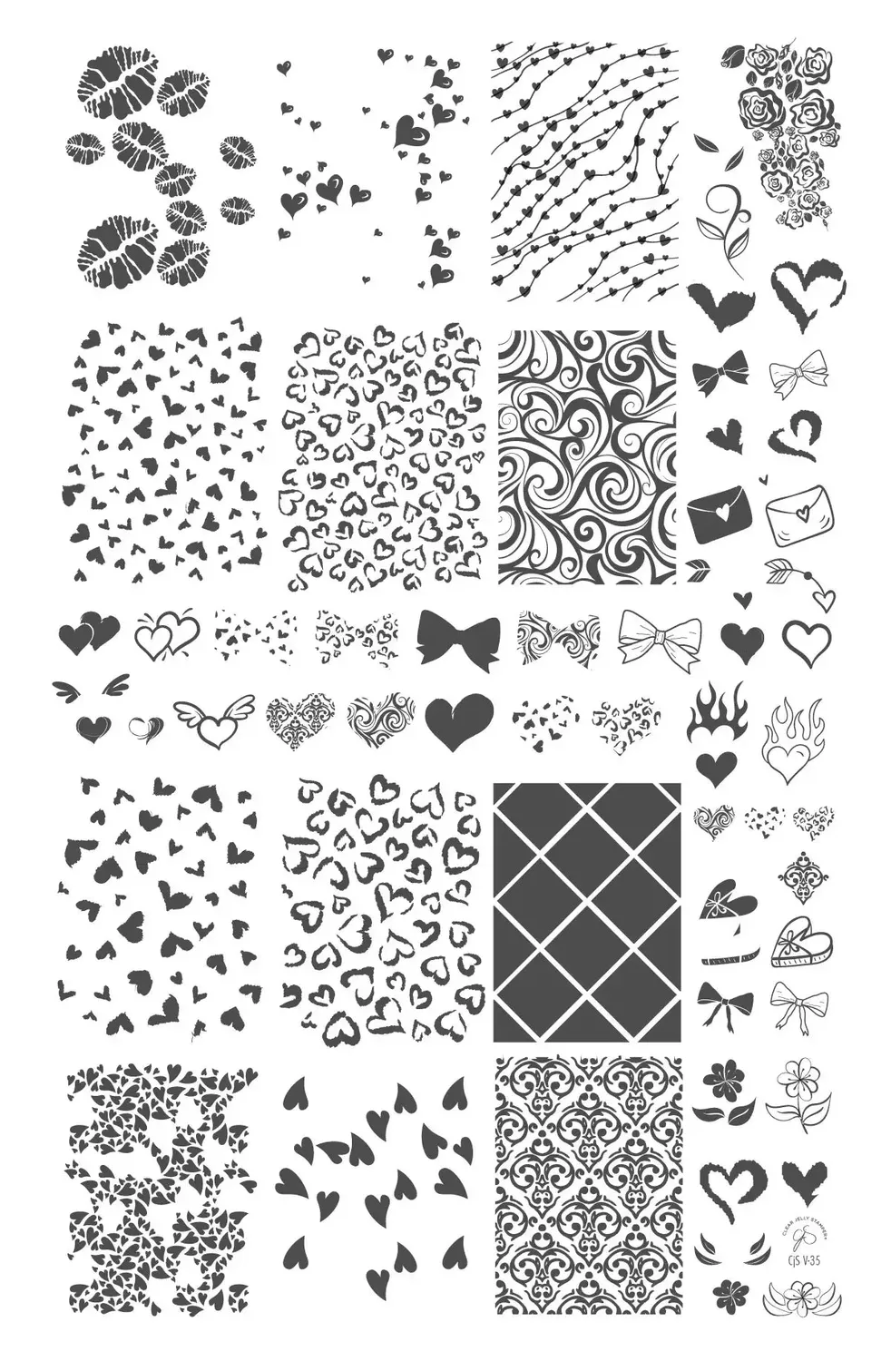 Clear Jelly Stamper With Love CjSV-35 stamping plate hjerter