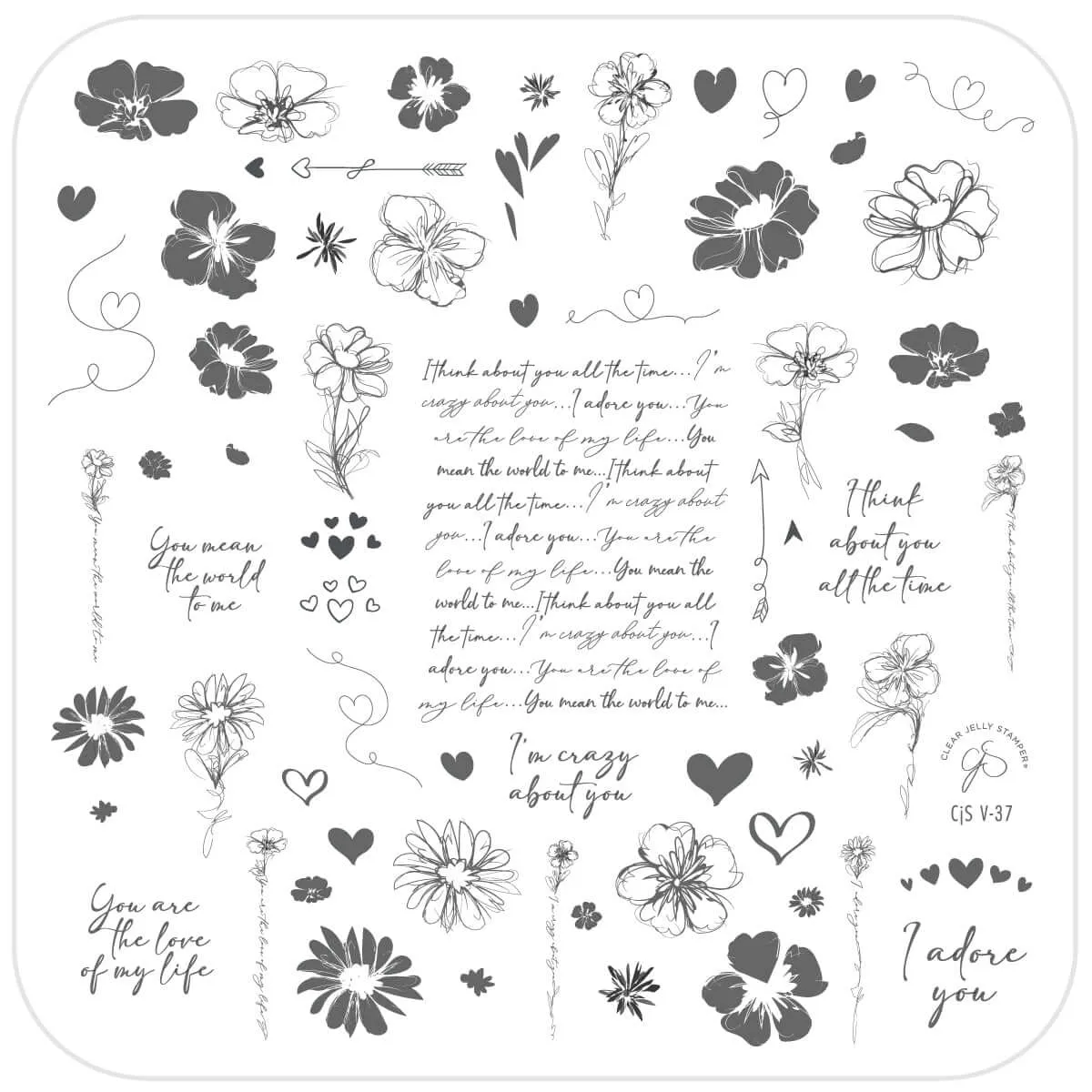 Clear Jelly Stamper CjSV-37 Love Notes stampingplade 8x8 cm