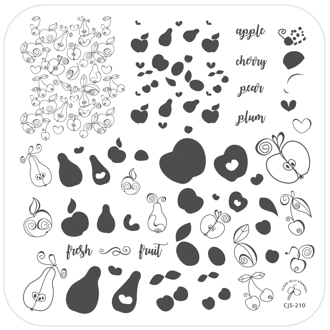 Clear Jelly Stamper CjS-210 Fruit Cocktail stampingplade 8x8 cm