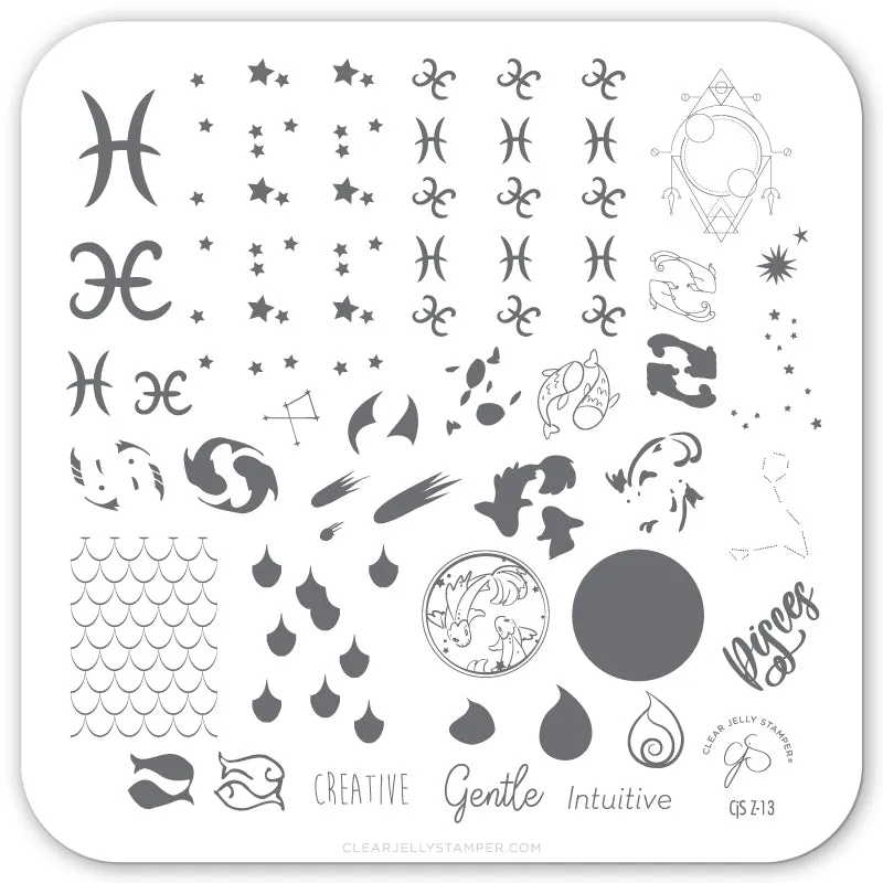 Clear Jelly Stamper CjSZ-13 Pisces stamping plade 6x6 cm stjernetegn