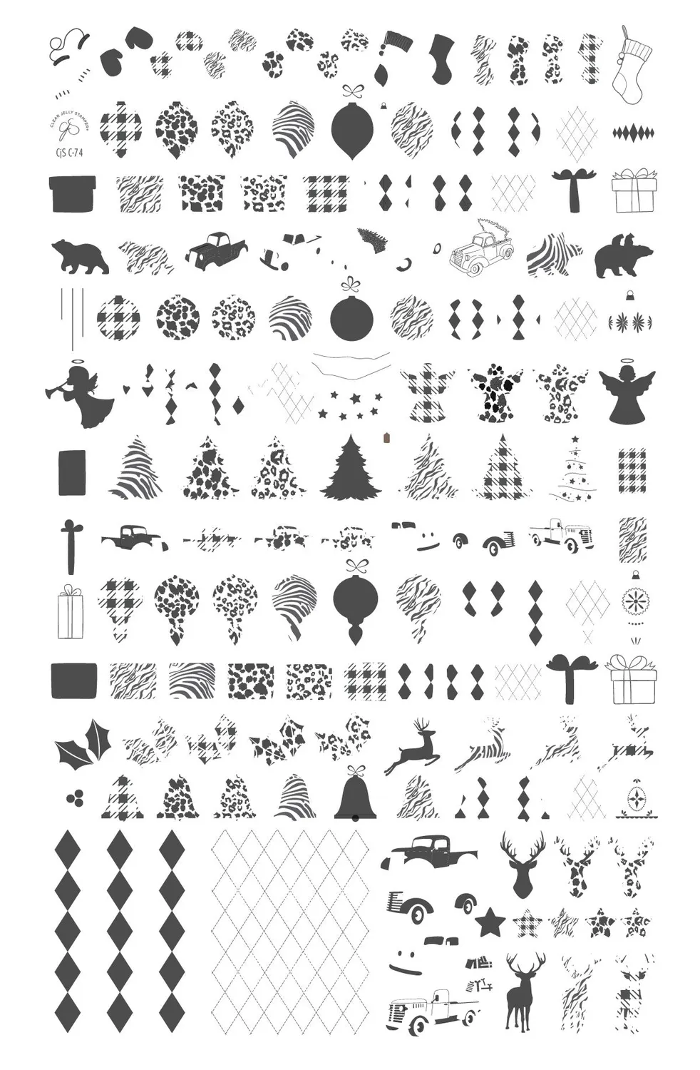 Clear Jelly Stamper Patterned Holidays 2.0 CjSC-74 stampingplade jul 14x9cm