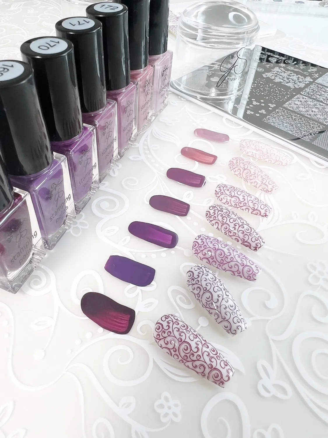 Clear Jelly Stamper Posh Purples stampinglak 7x5ml lilla sæt