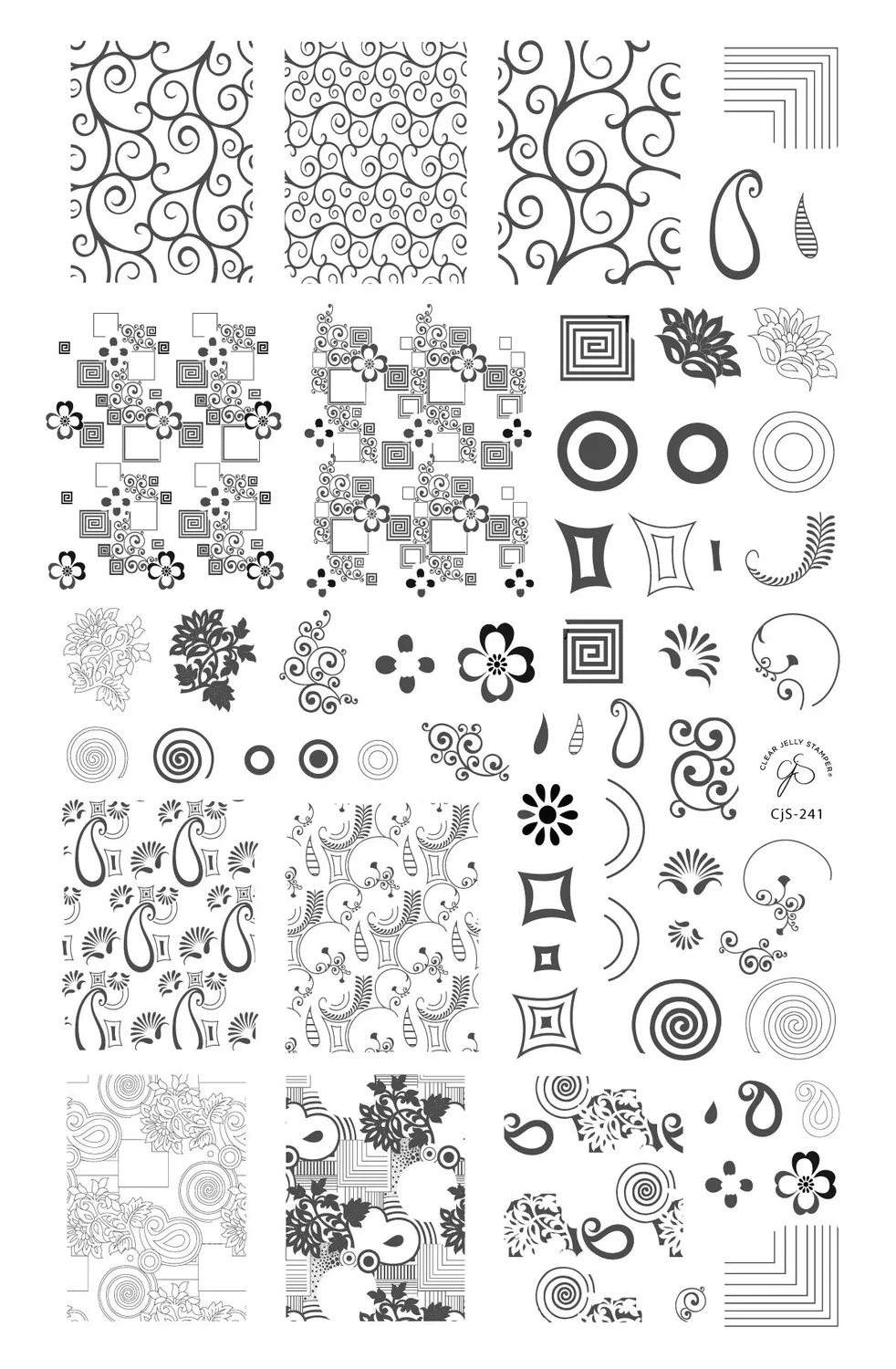 Clear Jelly Stamper CjS-241 Funky Floral stempelplade art deco