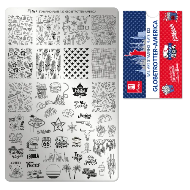 Moyra Stamping 133 Globetrotter-America plade stor