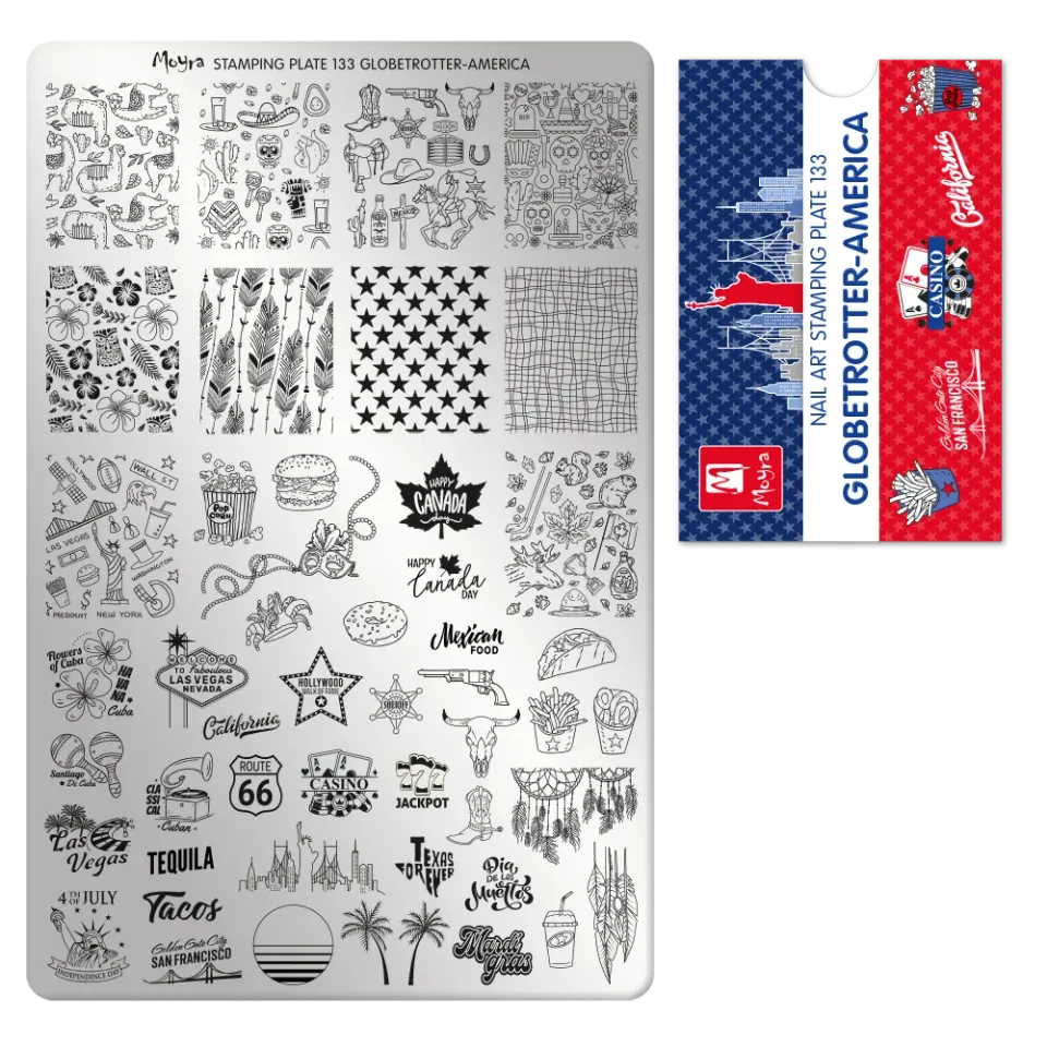 Moyra Stamping 133 Globetrotter-America plade stor