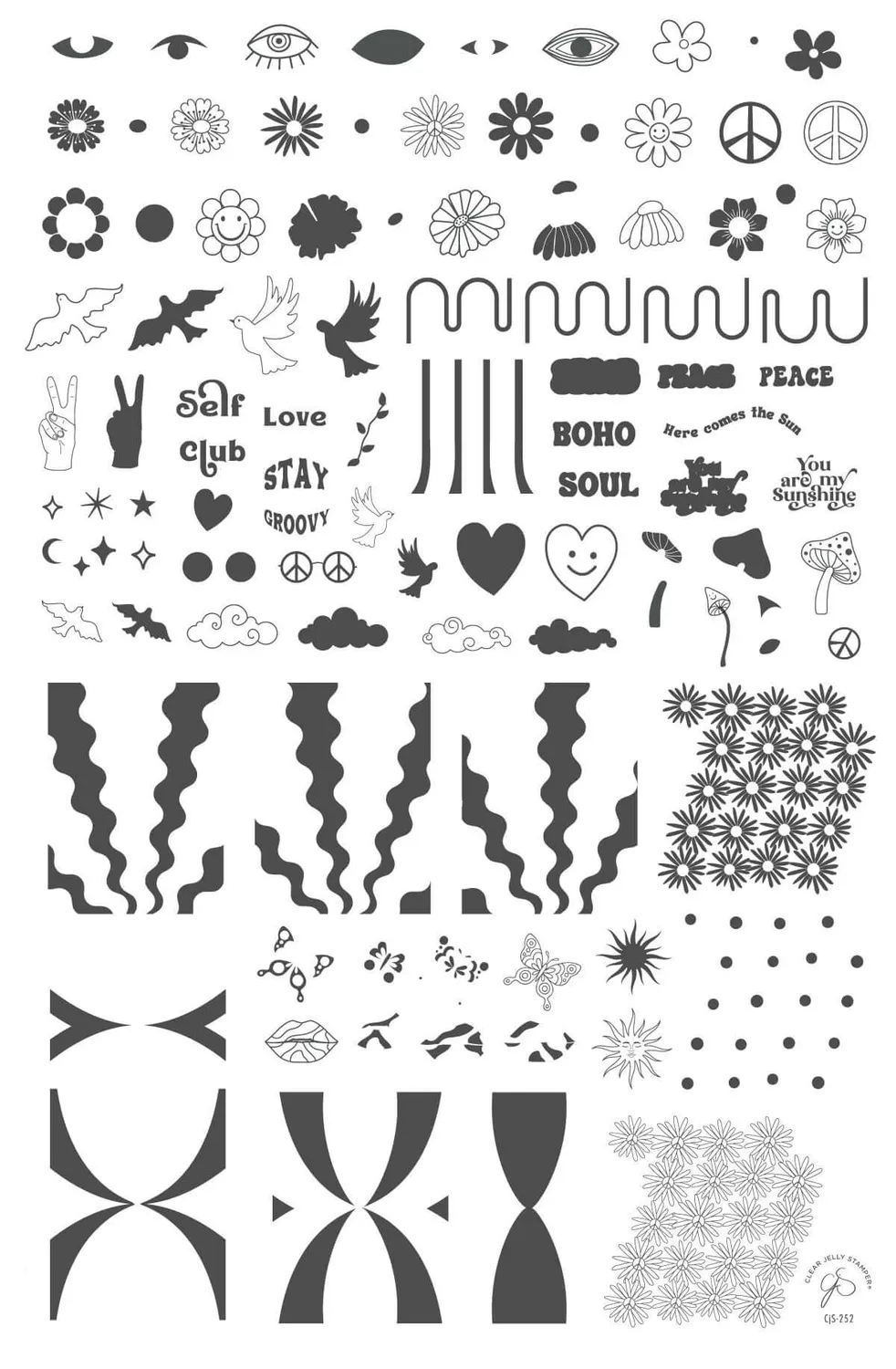 Clear Jelly Stamper CjS-252 Hippie Revival stampingplade retro