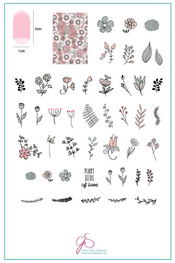Clear Jelly Stamper CjS V-18 Blossoming Romance plade blomster