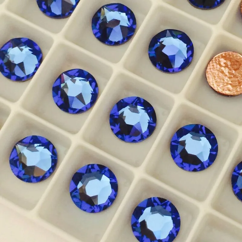 Beautystones Sapphire neglekrystaller flat back mørkeblå