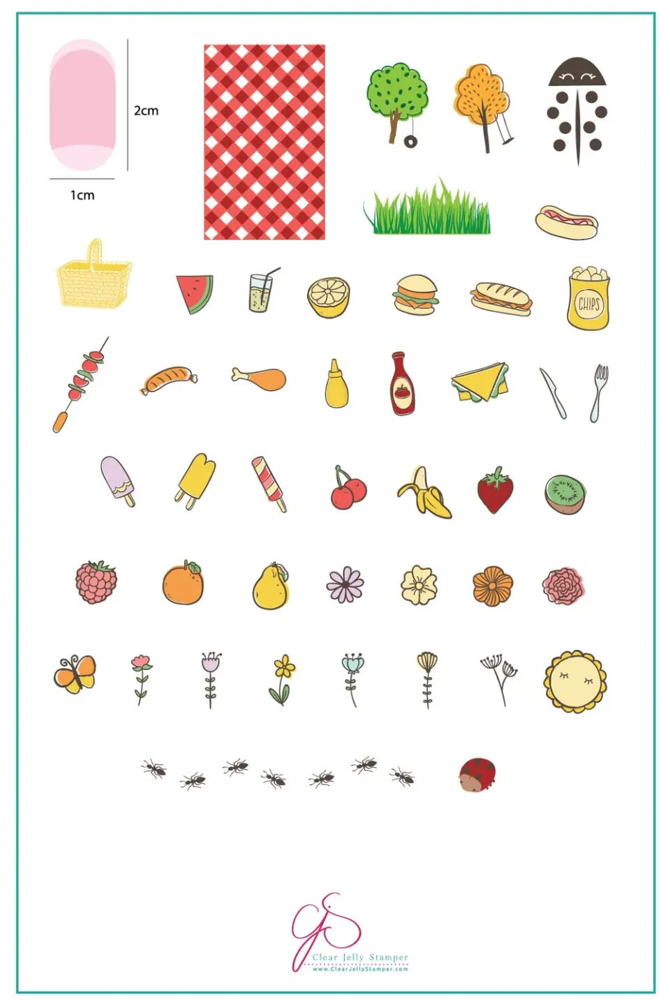 Clear Jelly Stamper CjS-59 stampingplade picnic 14,5 x 9,5 cm sommermotiver