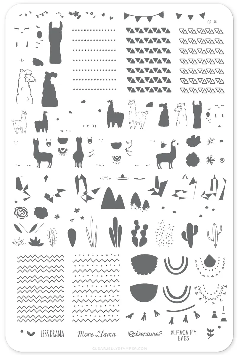 Clear Jelly Stamper CjS-98 Love at First Llama stampingplade
