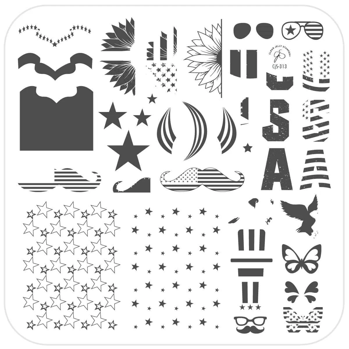 Clear Jelly Stamper Stars Stripes Two CjS-313 plade