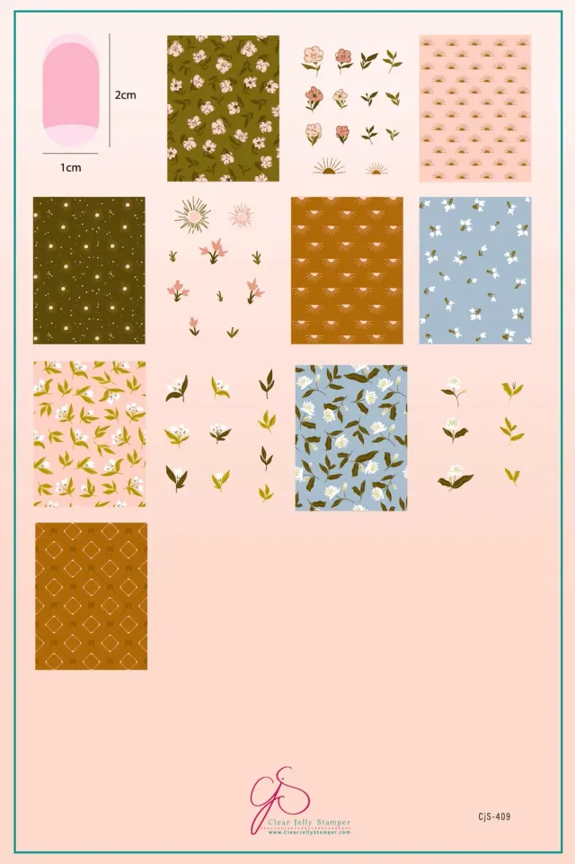 Clear Jelly Stamper CjS-409 Petals in Pattern stamping plade blomster