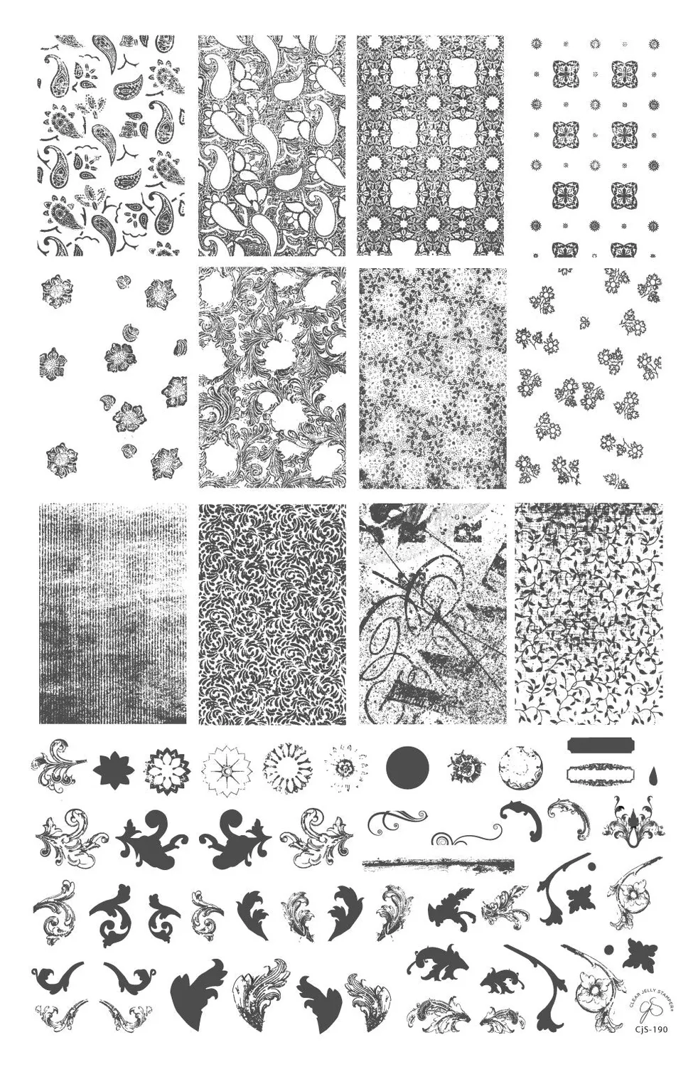 Clear Jelly Stamper CjS-190 Dainty stempelplade grunge