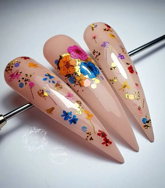 Beautystones Orange tørrede blomster til negle