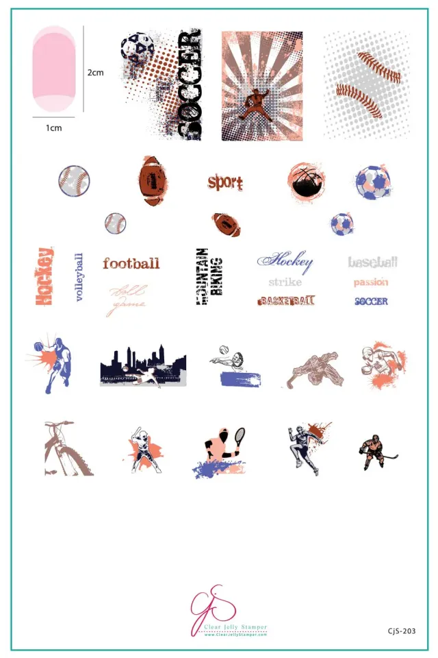 Clear Jelly Stamper Grunge CjS-203 Sports stamping plade