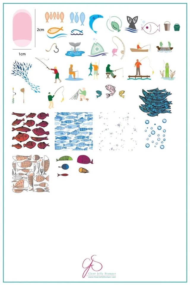 Clear Jelly Stamper LC-55 Gone Fishing stamping plade fiskemotiv