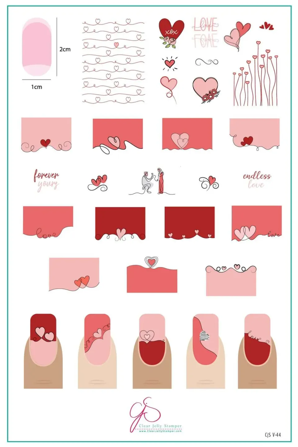 Clear Jelly Stamper CJSV-44 Forever Yours stamping plade hjerter