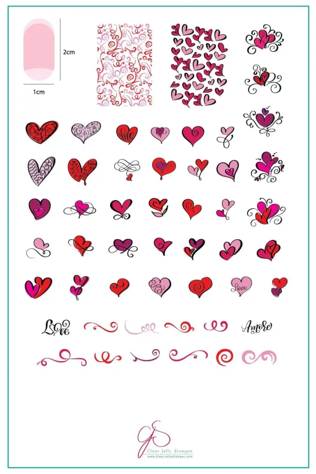 Clear Jelly Stamper Flirty Flourish CjSV-11 stampingplade hjerter