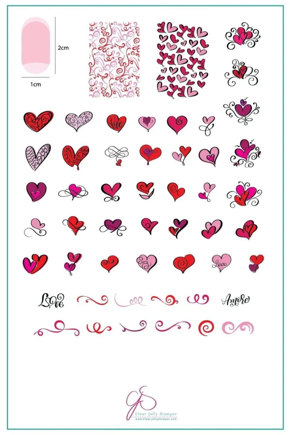 Clear Jelly Stamper Flirty Flourish CjSV-11 stampingplade hjerter