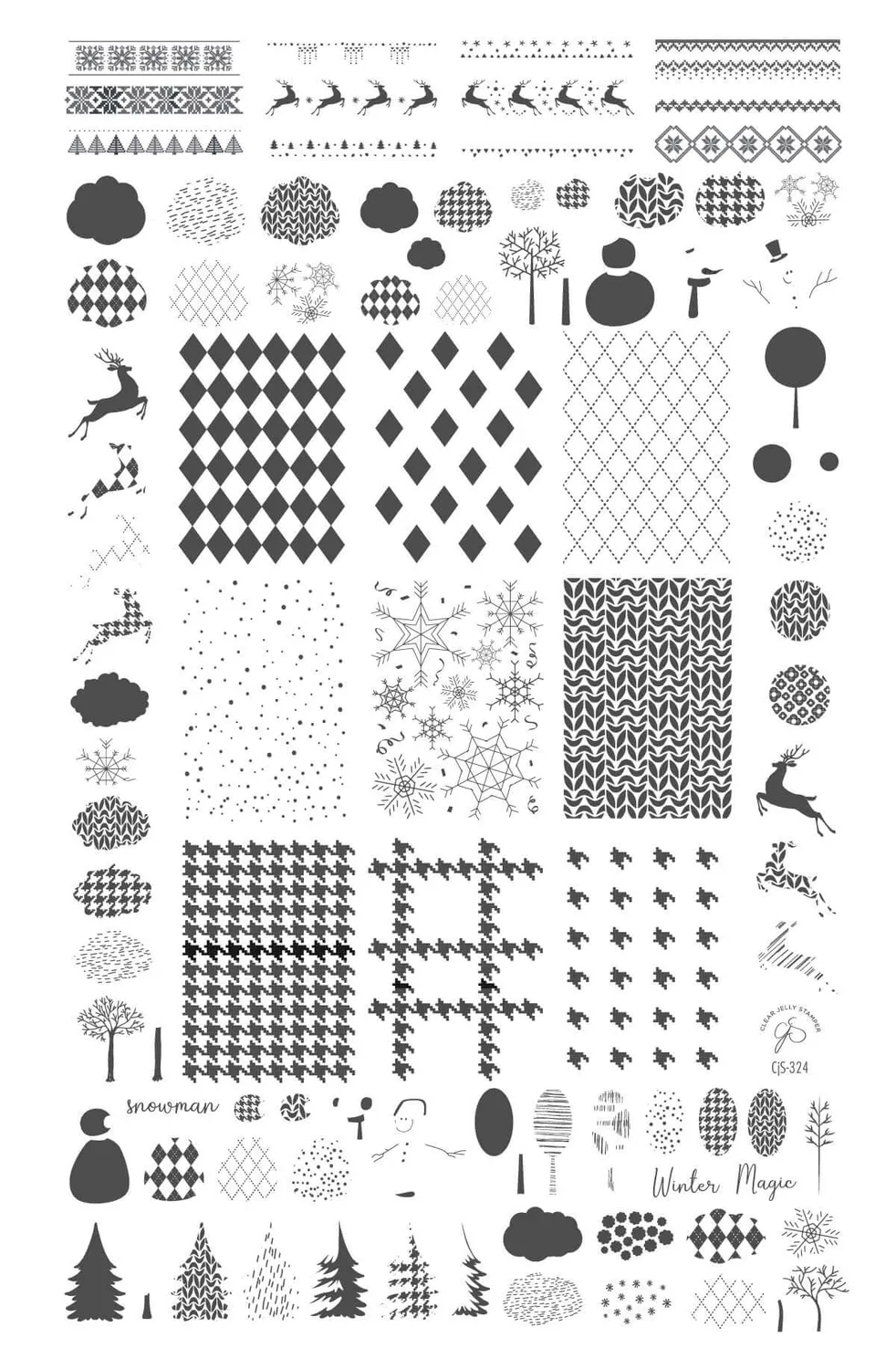 Clear Jelly Stamper CjS-324 stempelplade Patterned Winter snefnug