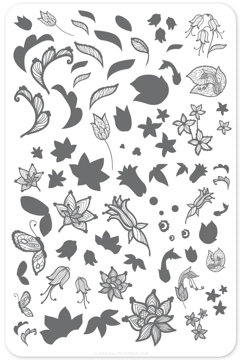 Clear Jelly Stamper CjS-50 Petals of Lace stampingplade blomster