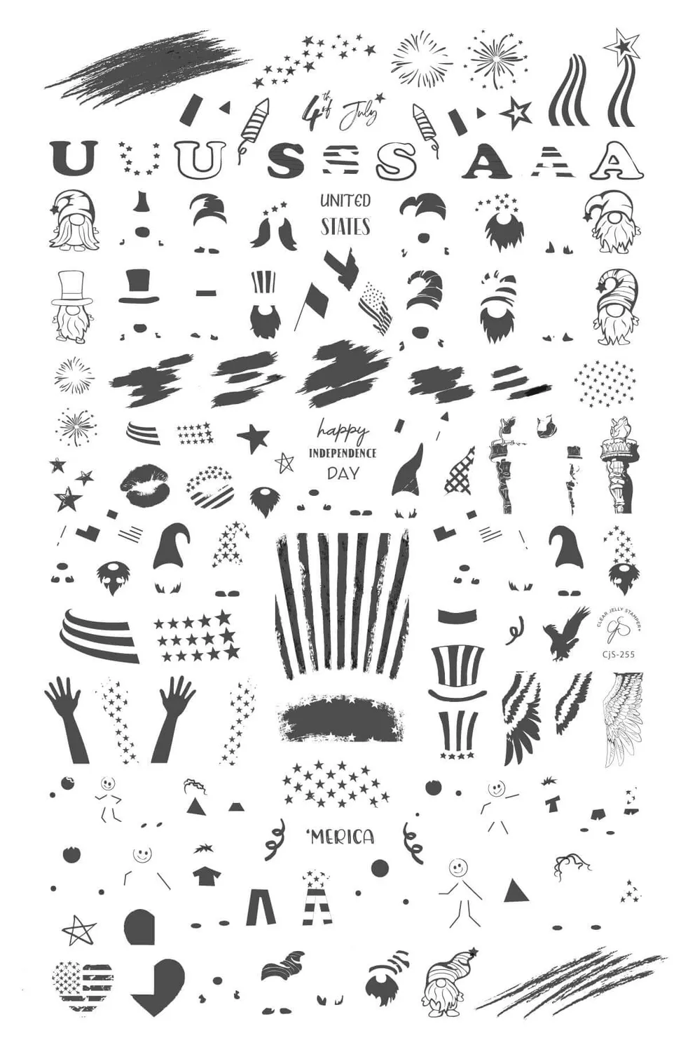 Clear Jelly Stamper Fourth of July CjS-255 stamping plade flag
