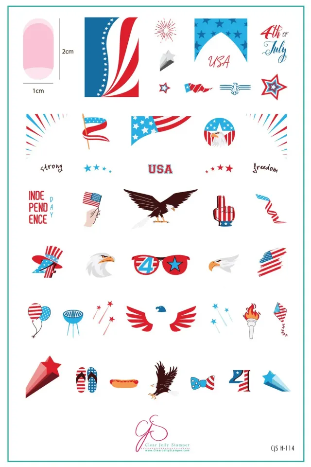 Clear Jelly Stamper CjSH-114 USA Strong stampingplade flag