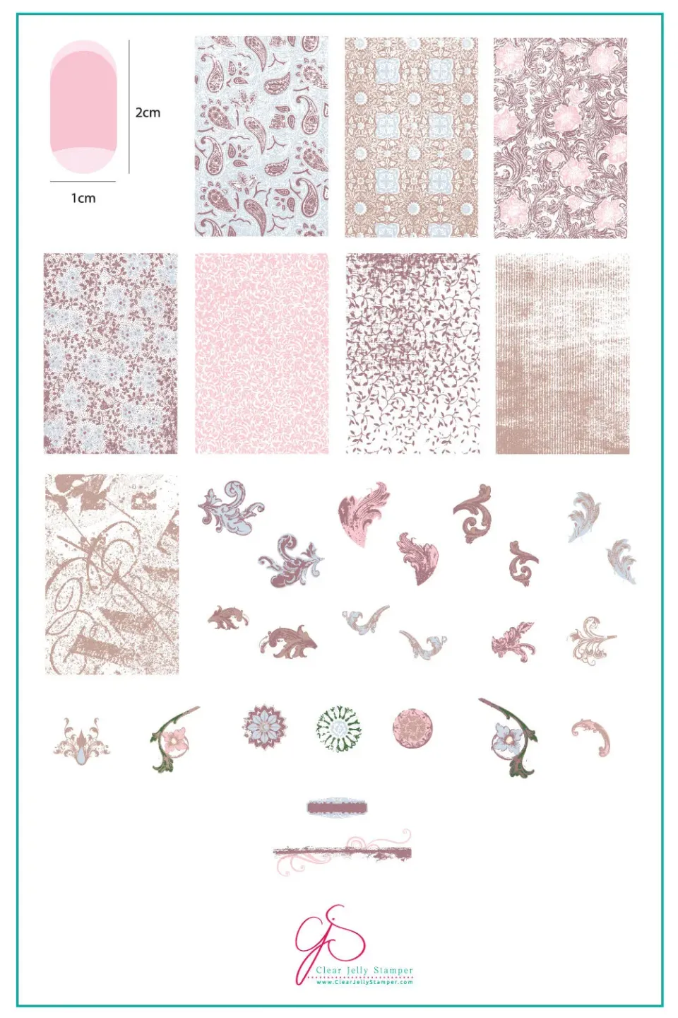Clear Jelly Stamper CjS-190 Dainty stempelplade grunge