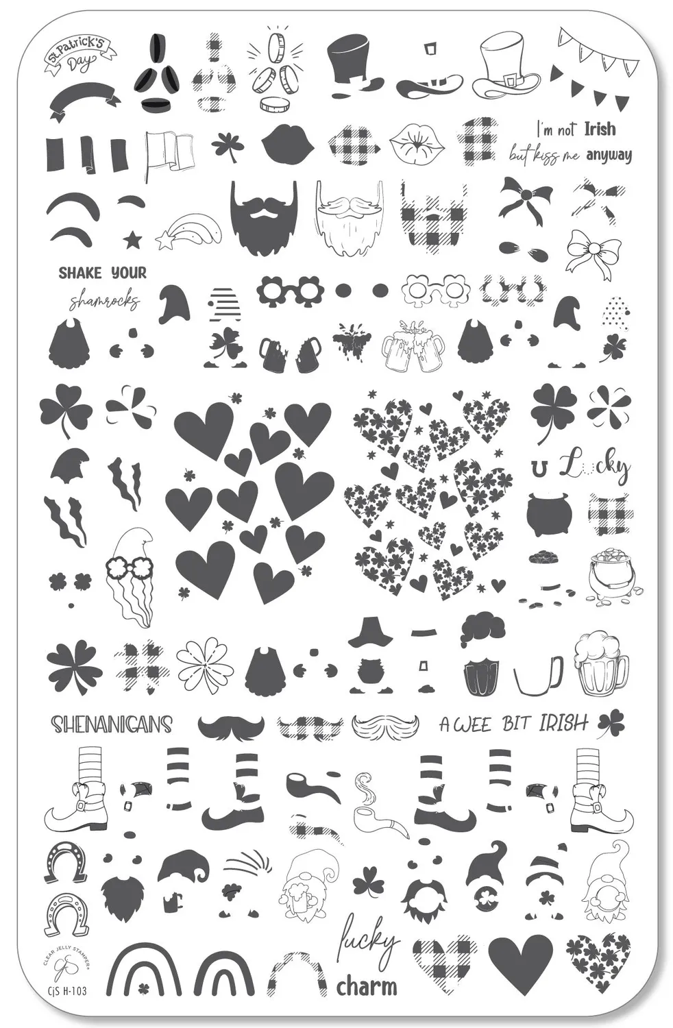 Clear Jelly Stamper CjSH-103 Shamrocks stampingplade St. Patrick