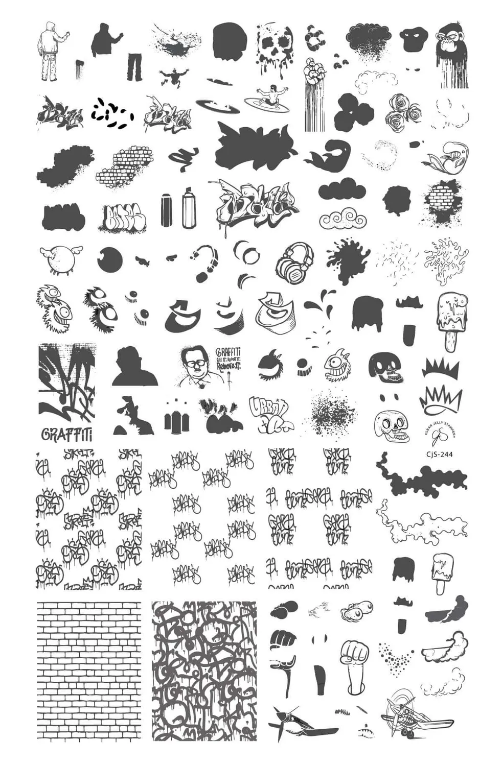 Clear Jelly Stamper CjS-244 Graffiti stamping plade skull