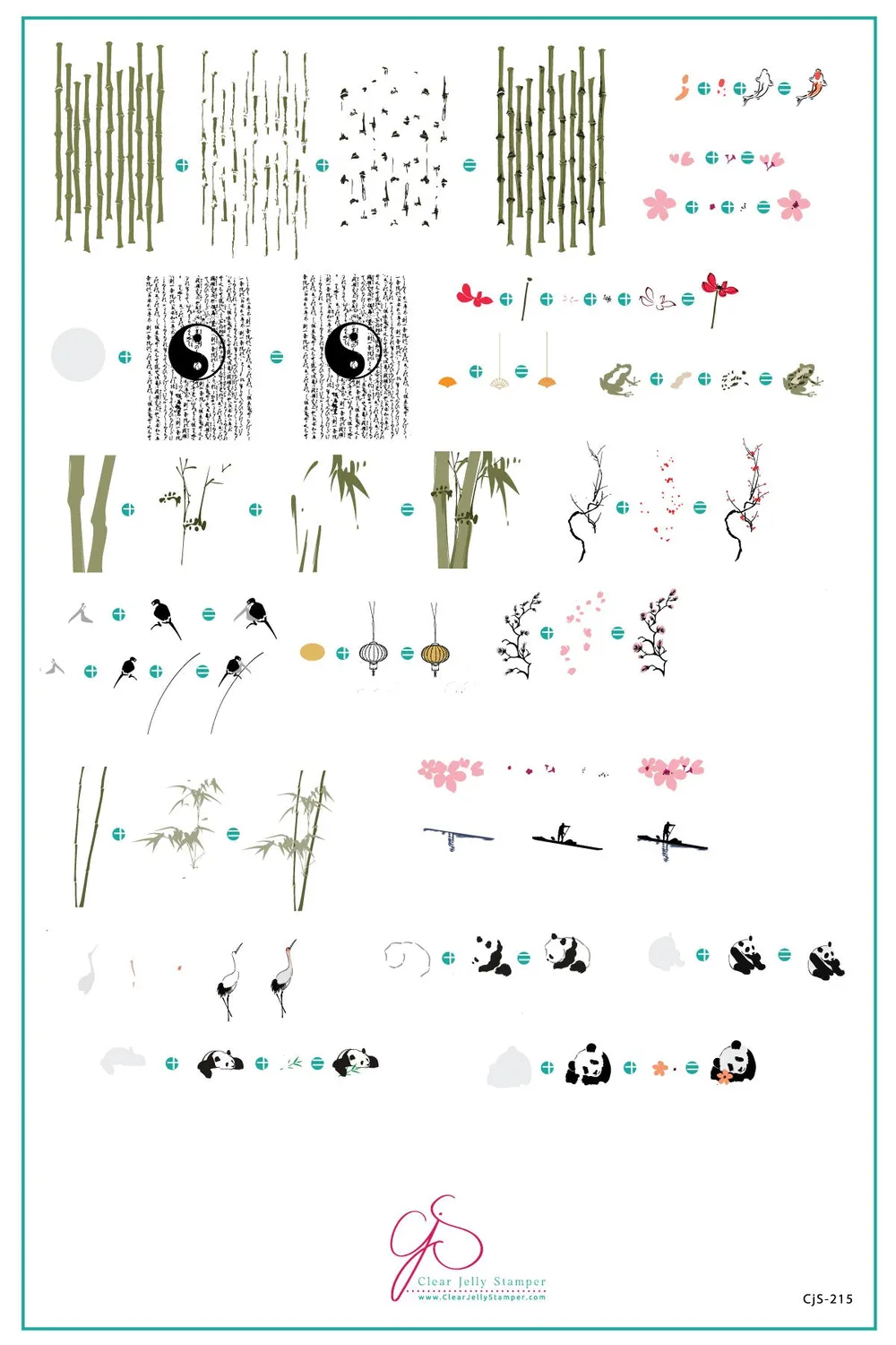 Clear Jelly Stamper CjS-215 Panda and Friends stempelplade