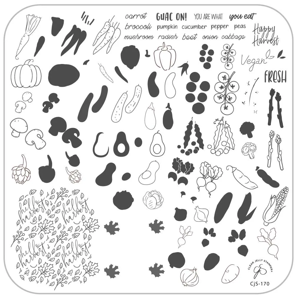 Clear Jelly Stamper CjS-170 Happy Harvest negleplade grøntsager