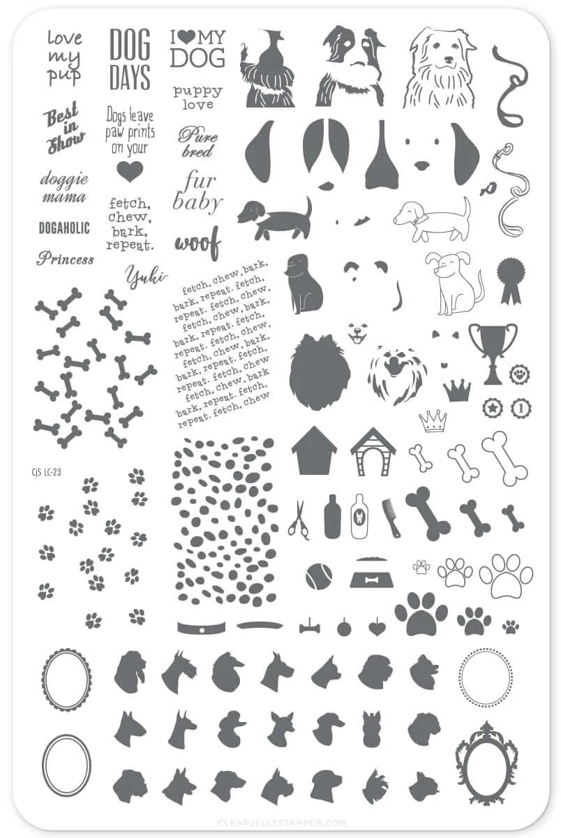 Clear Jelly Stamper LC-23 Puppy Love stempelplade hunde stor