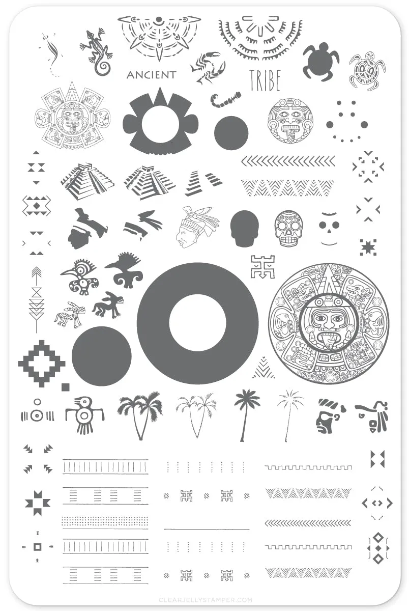 Clear Jelly Stamper 79 Ancient Tribal stamping plade full coverage