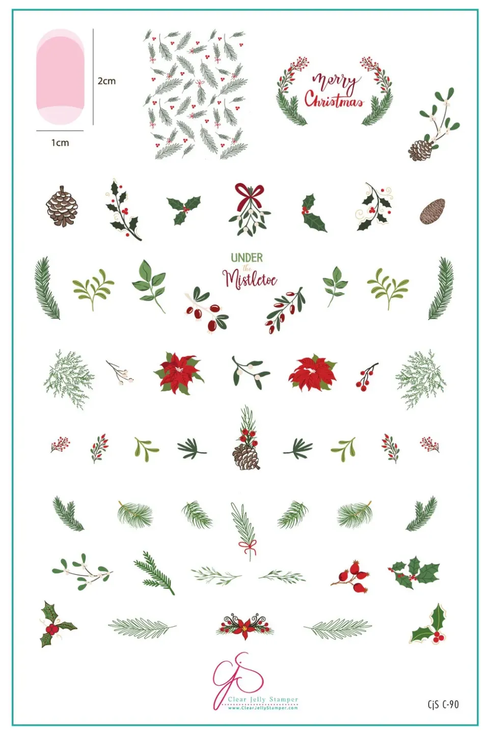Clear Jelly Stamper CjSC-90 Merry Mistletoe stampingplade jul