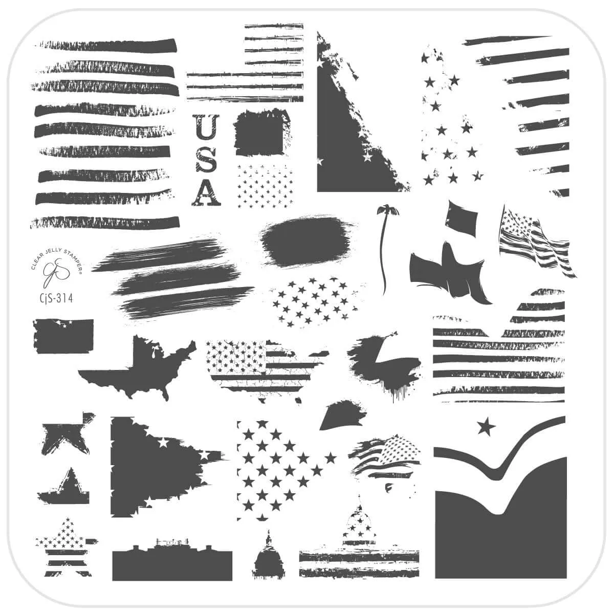 Clear Jelly Stamper Stars & Stripes Three CjS-314 stampingplade