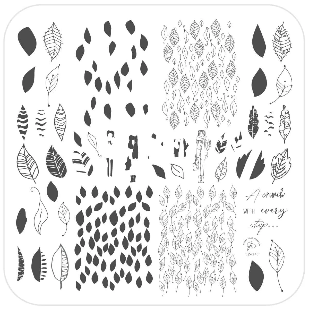 Clear Jelly Stamper CjS-270 stampingplade efterår blade 8x8 cm